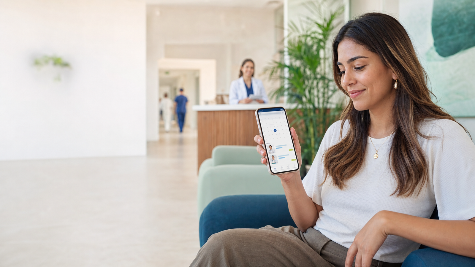 Paciente utilizando la app de Clínica SUISMED